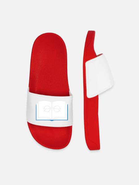 Book and Glasses Outline - Men’s Pool Sliders - red