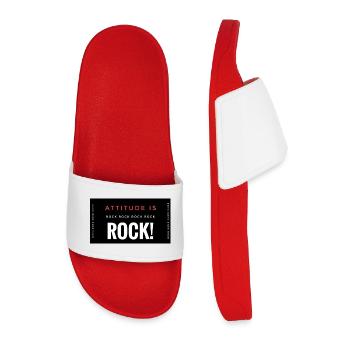 Hard Attitude Rock Poster Description - Men’s Pool Sliders - red - Front