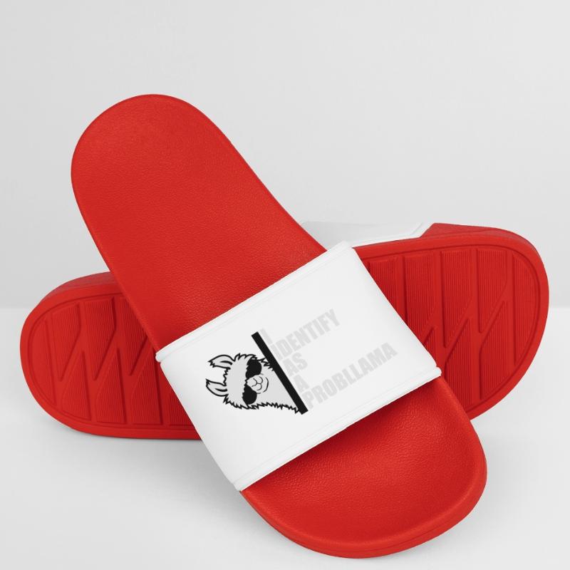 I Identify As A Probllama Cool Lama Problem Spruch Men’s Pool Sliders
