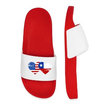 USA Chile Flagge Herz - Männer Badelatschen - Rot - Vorne