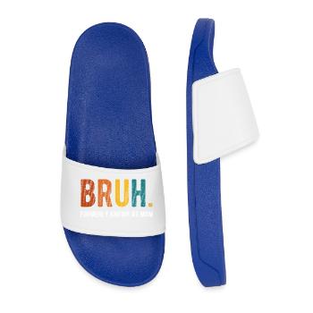 Bruh Formerly Known As Mom Retro Humor - Men’s Pool Sliders - royal blue - Front