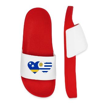 Curacao_Uruguay_Flagge_Herz - Männer Badelatschen - Rot - Vorne