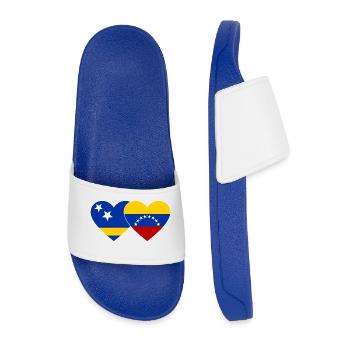 Curacao Venezuela flag heart used - Men’s Pool Sliders - royal blue - Front