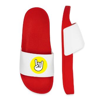 Pommes fork circle yellow - Men’s Pool Sliders - red - Front