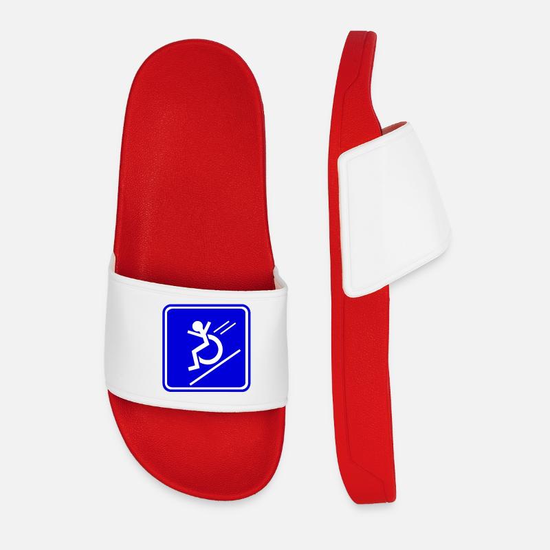 This wheelchair user rolls down quickly * - Men’s Pool Sliders - red