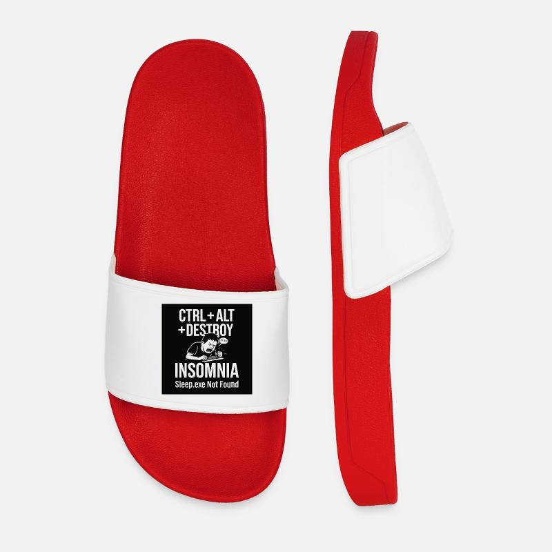 Insomnia Meme Graphic Tee - Men’s Pool Sliders - red