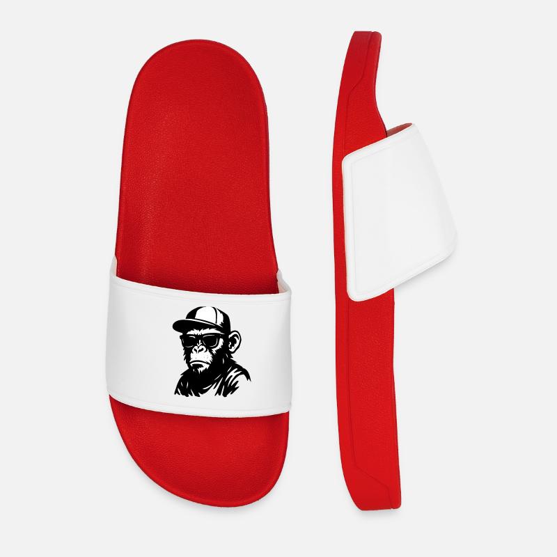 Urban Monkey Graffiti Design - Men’s Pool Sliders - red