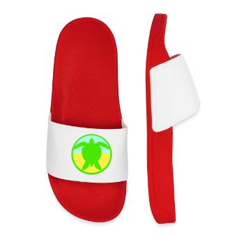 Turtle Logo Beach Water Sea Round Icon - Men’s Pool Sliders - red - Front