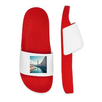 Tour horloge et canal urbain européen - Claquettes Homme - rouge - Devant