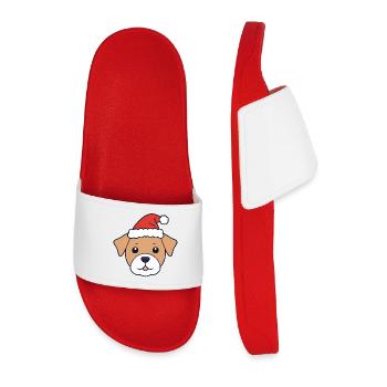 Chien avec chapeau de Père Noël - Claquettes Homme - rouge - Devant