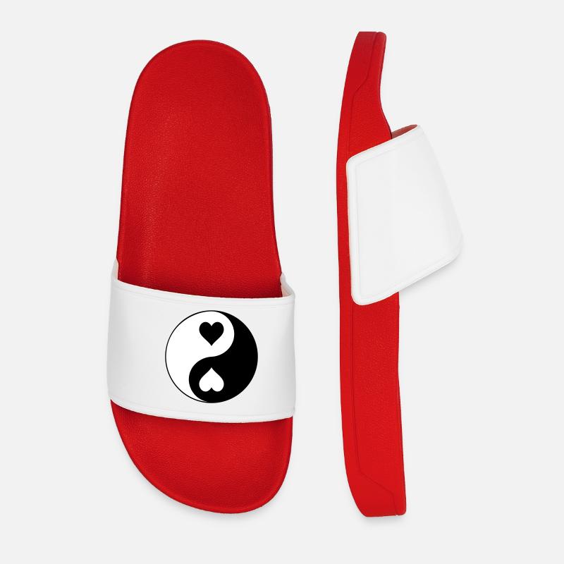 Herz YinYang Kontrast - Männer Badelatschen - Rot