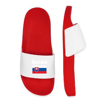 Slowakei, stilisierte Flagge und Wappen - Männer Badelatschen - Rot - Vorne