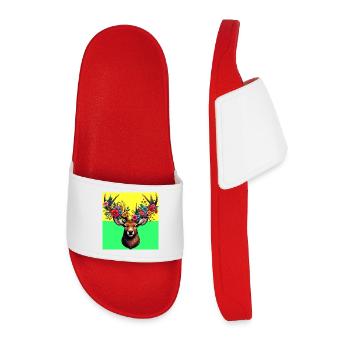 Deer - Men’s Pool Sliders - red - Front