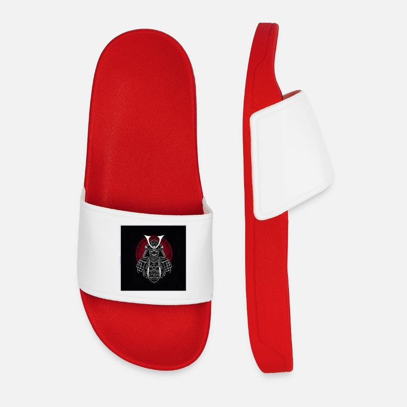 Samurai helmet with red crest - Men’s Pool Sliders - red