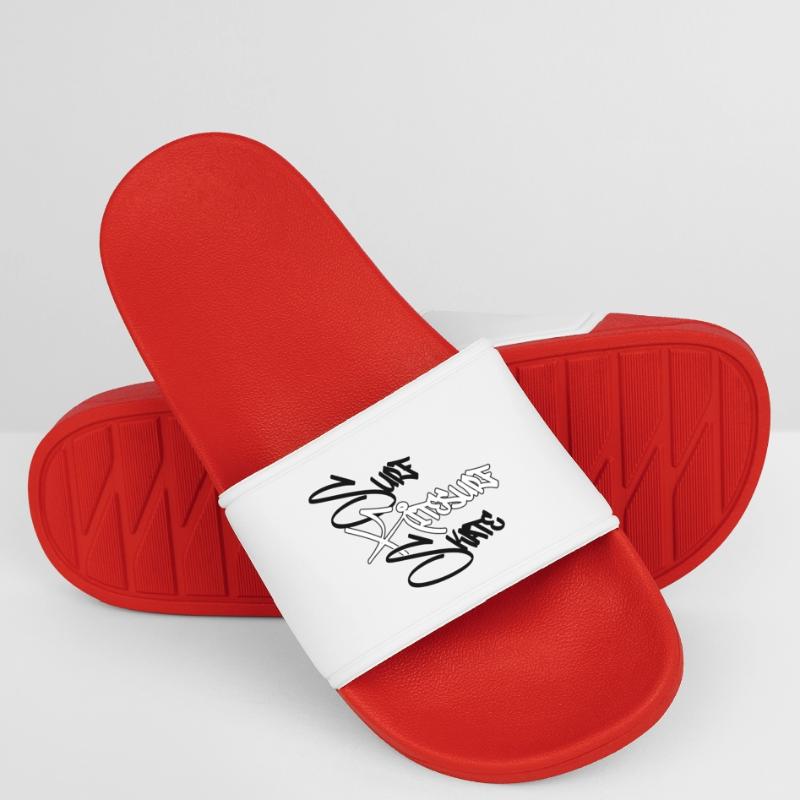 Graffiti Surf Script White Men’s Pool Sliders