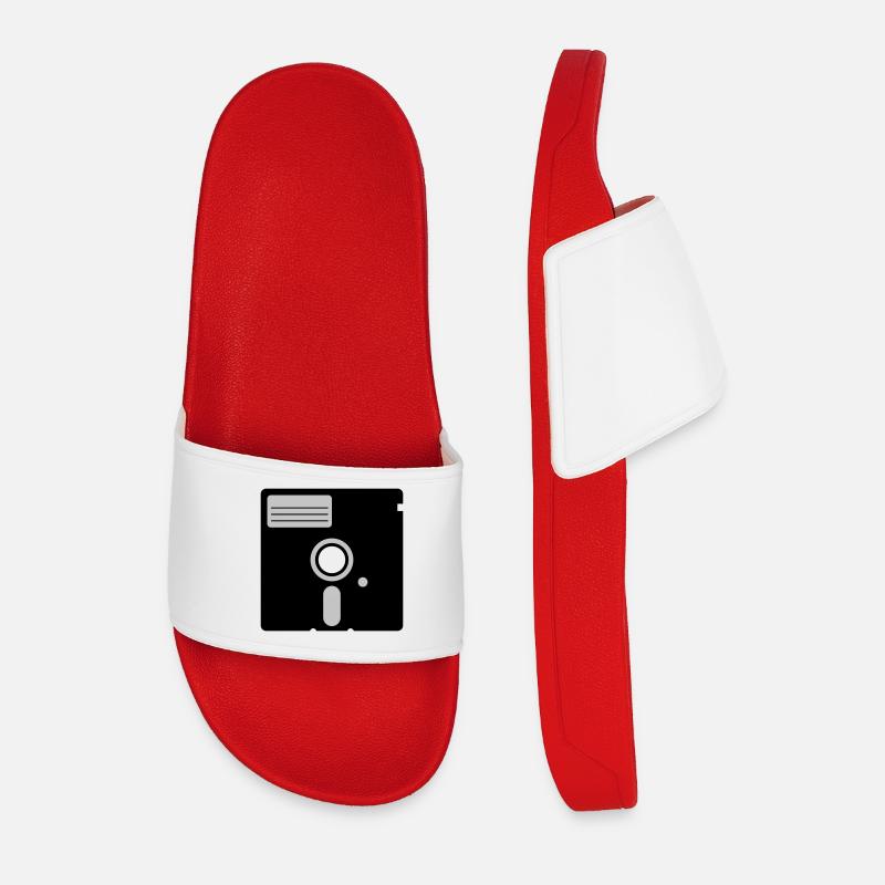 retro floppy disk - Men’s Pool Sliders - red