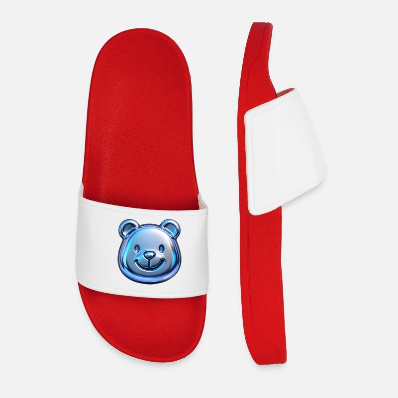 Cute bear with metallic reflections - Men’s Pool Sliders - red