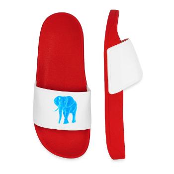 Neon Elephant Line Art - Men’s Pool Sliders - red - Front