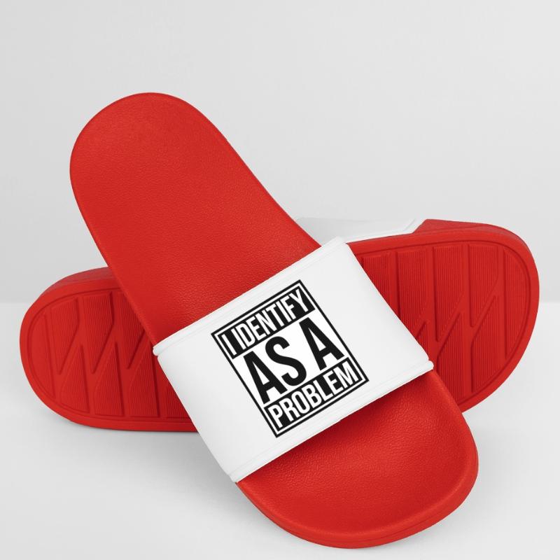 I Identify as a Problem Statement Cheeky Rebellious Men’s Pool Sliders