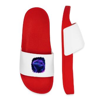 Dragon Barbu Cyberpunk Néon Synthwave - Claquettes Homme - rouge - Devant