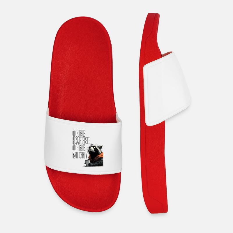 Lustiger Waschbär Kaffee Statement - Männer Badelatschen - Rot