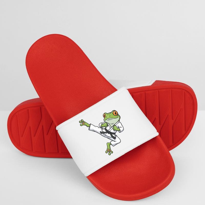 Whimsical Frog Toad Toad Karate Martial Arts Men’s Pool Sliders