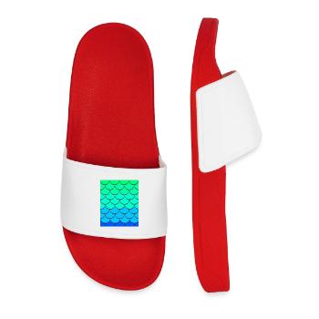 Fish Scale Belly Costume Funny Lazy DIY Costume - Men’s Pool Sliders - red - Front