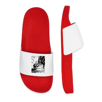 Monochrome Birthday Cake Candles - Men’s Pool Sliders - red - Front