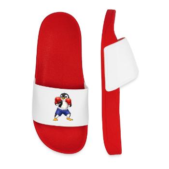 Cooler Pinguin Boxer Kampfsport Cartoon Boxen - Männer Badelatschen - Rot - Vorne