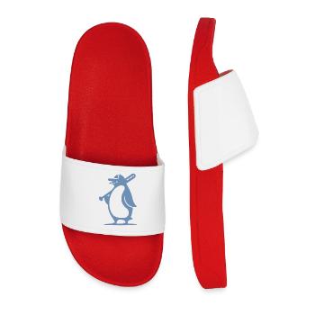 Pinguin Baseballspieler Silhouette - Männer Badelatschen - Rot - Vorne