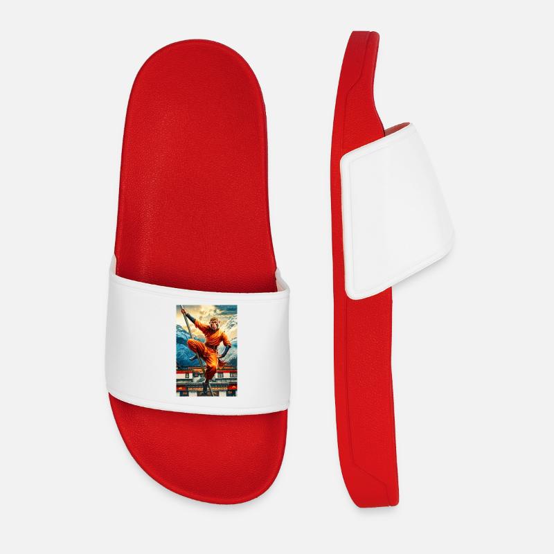 Humanoid Monkey Shaolin Monk - Men’s Pool Sliders - red