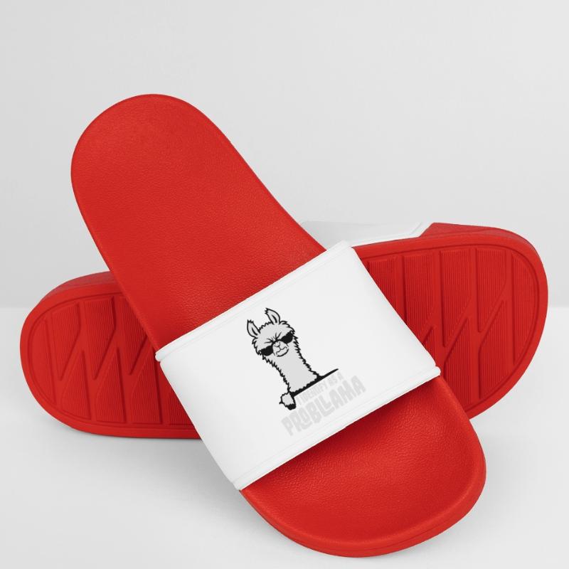 I Identify As A Probllama Cool Lama Problem Spruch Men’s Pool Sliders