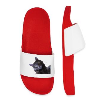 close up of beautiful cat face 1 - Claquettes Homme - rouge - Devant