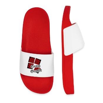 Red Squares Grey Ovals - Men’s Pool Sliders - red - Front