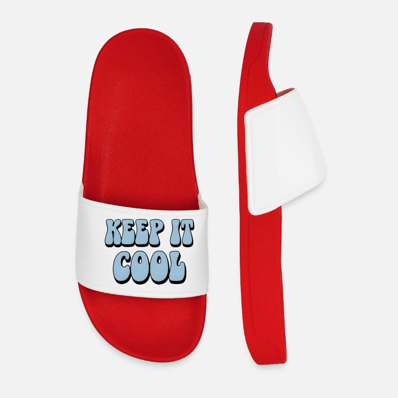 Keep It Cool Bubble Text - Men’s Pool Sliders - red