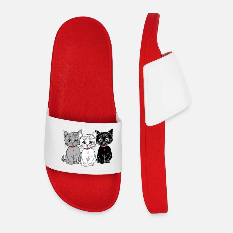 Three Kittens - Men’s Pool Sliders - red