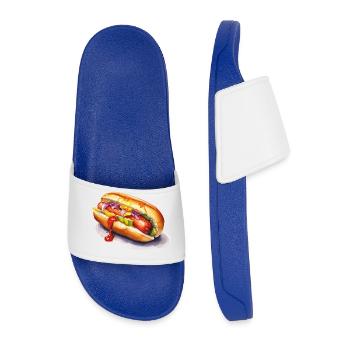 Colored hot dog - Men’s Pool Sliders - royal blue - Front
