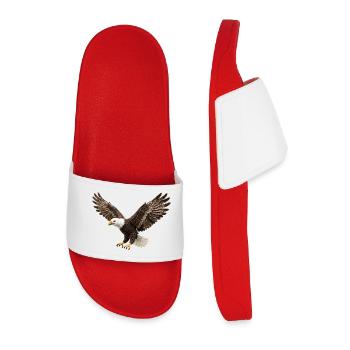 Powerful eagle in flight bird - Men’s Pool Sliders - red - Front