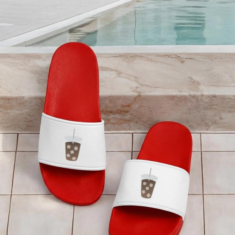 Iced Coffee Cube Pattern Men’s Pool Sliders