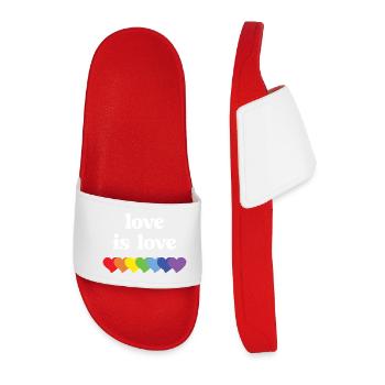 LGBT Pride Month - Love is Love - Men’s Pool Sliders - red - Front
