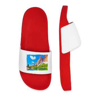Lac dans les Dolomites avec effet peinture - Claquettes Homme - rouge - Devant