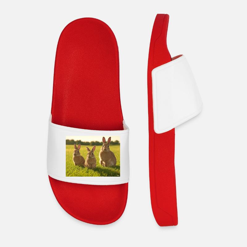 Spring Bunny Trio - Men’s Pool Sliders - red