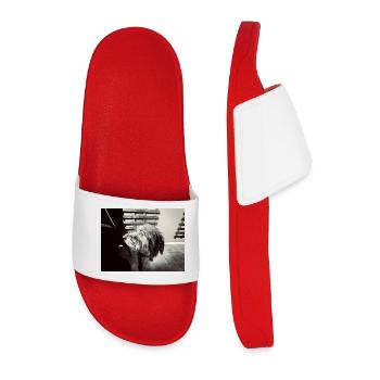 Black and White Canine Look - Men’s Pool Sliders - red - Front