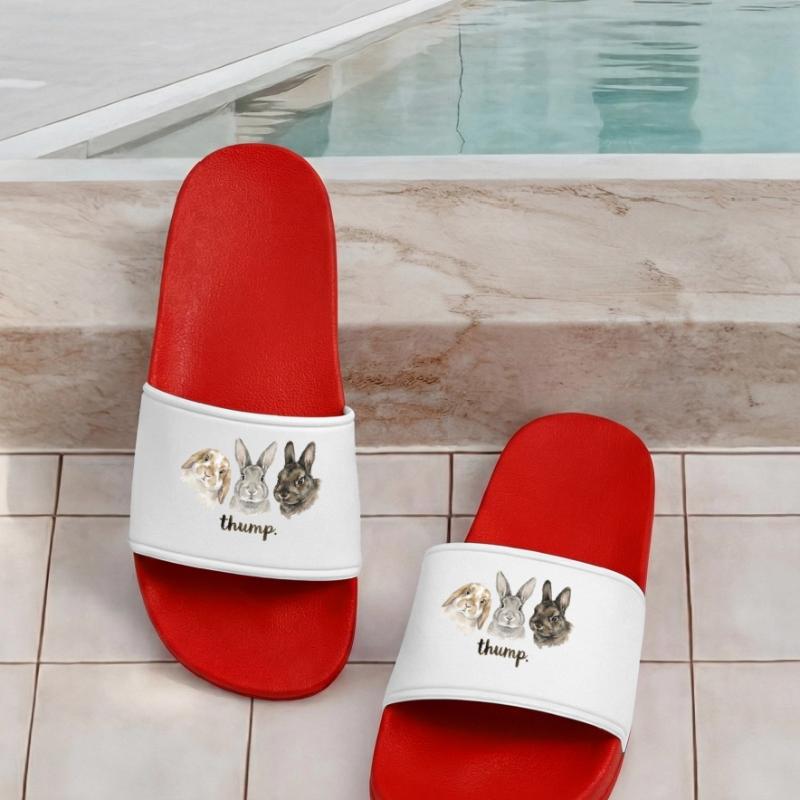 Fun rabbit knocking for rabbit lovers Men’s Pool Sliders