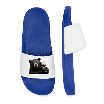 Schwarzbaer détendu avec un verre de vin rouge - Claquettes Homme - bleu roi - Devant