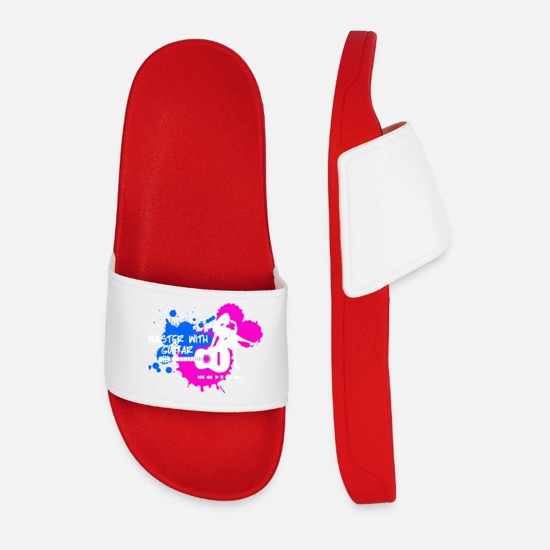Master with guitar - Blue Pink White - Men’s Pool Sliders - red