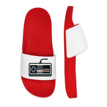 Retro-Gamepad-Umriss im NES-Stil - Männer Badelatschen - Rot - Vorne