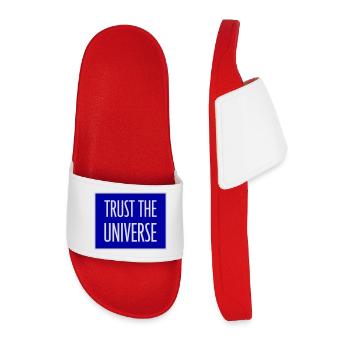 Trust The Universe Spirituell Universum Zitat Logo - Männer Badelatschen - Rot - Vorne
