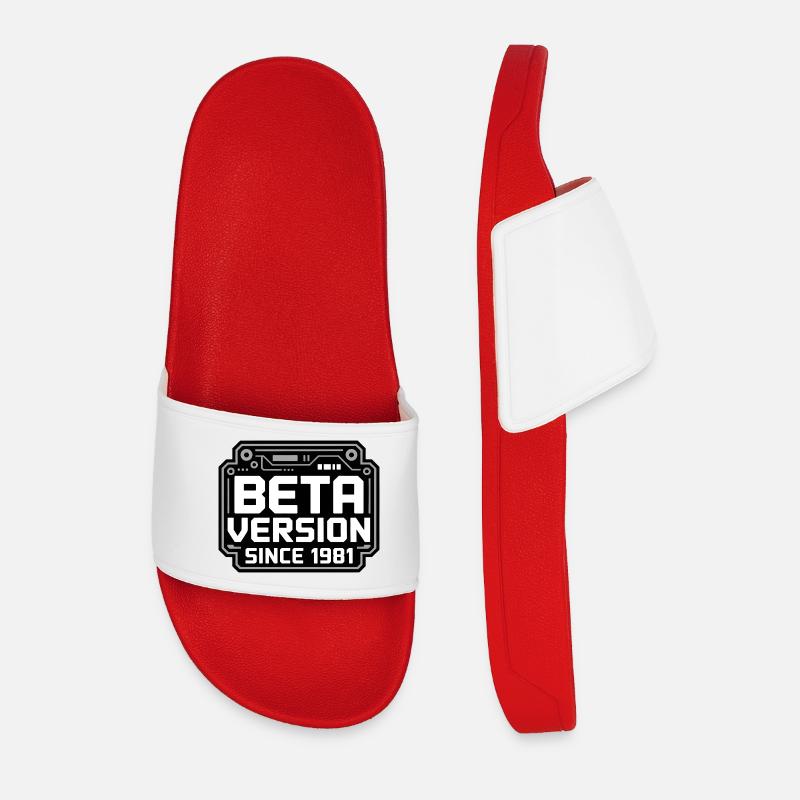 Retro Tech Logo Design - Men’s Pool Sliders - red