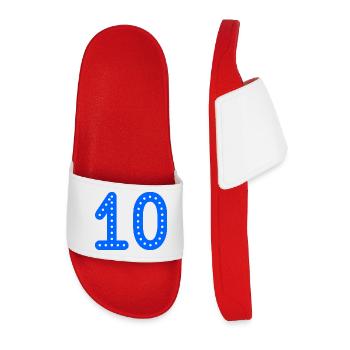 10. 10 YEARS. 10th ANNIVERSARY. 10 YEAR ANNIVERSARY. - Men’s Pool Sliders - red - Front